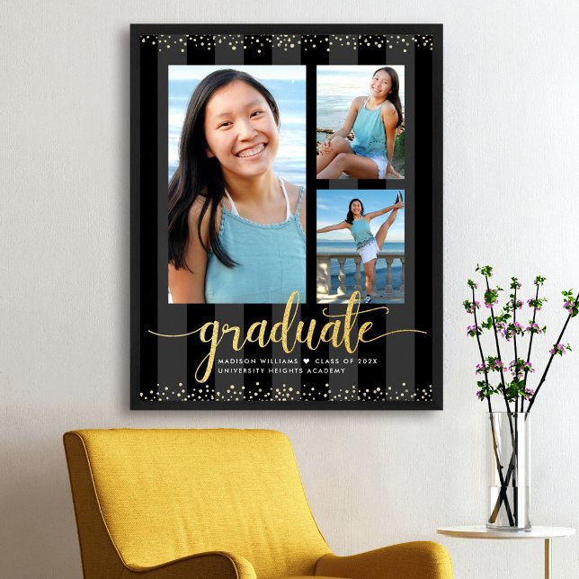 Poster Formatura Ouro Preto 3 Foto Glitter Script Chic (Criador carregado)