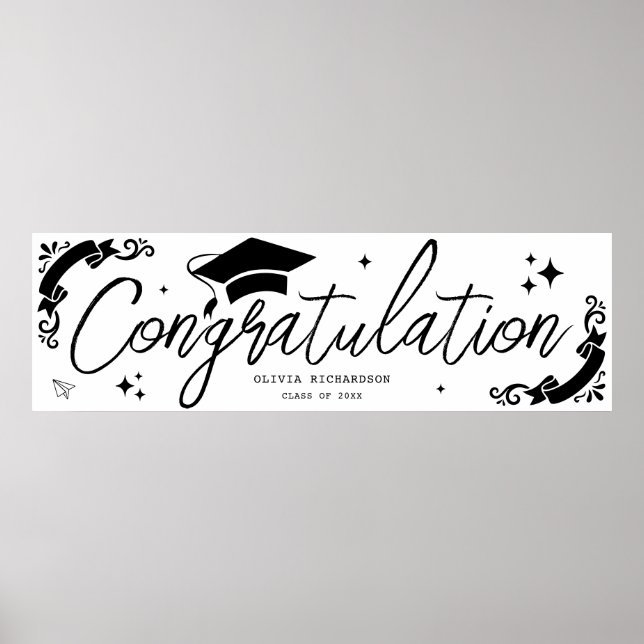Poster Formatura Personalizada Elegante Rótulo Estrelas & (Frente)