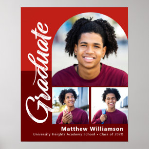 Poster Formatura Vermelha 3 Foto Negrito Arco Script Mini