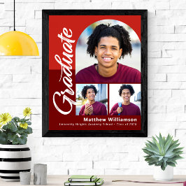 Poster Formatura Vermelha 3 Foto Negrito Arco Script Mini