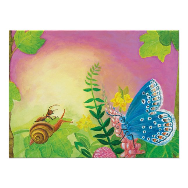 Póster Formiga, caracol e borboleta azul de Chapman (Frente)