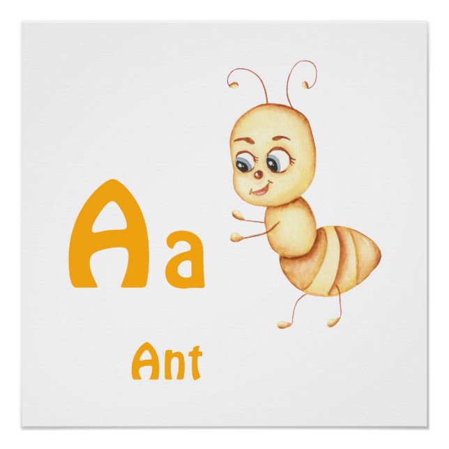 Póster Formiga personalize ABC: Letra A - Adicione Seu No (Frente)