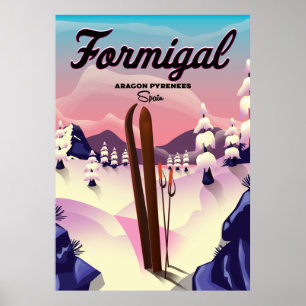 Poster Formigal Aragon Espanha de esqui.