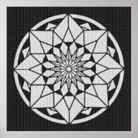 Formigueiro de Star Mandala preto e branco