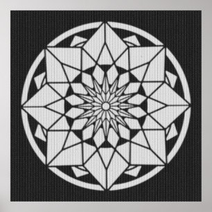 Póster Formigueiro de Star Mandala preto e branco