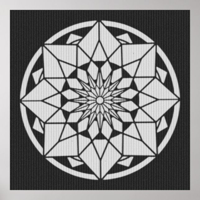 Póster Formigueiro de Star Mandala preto e branco (Frente)