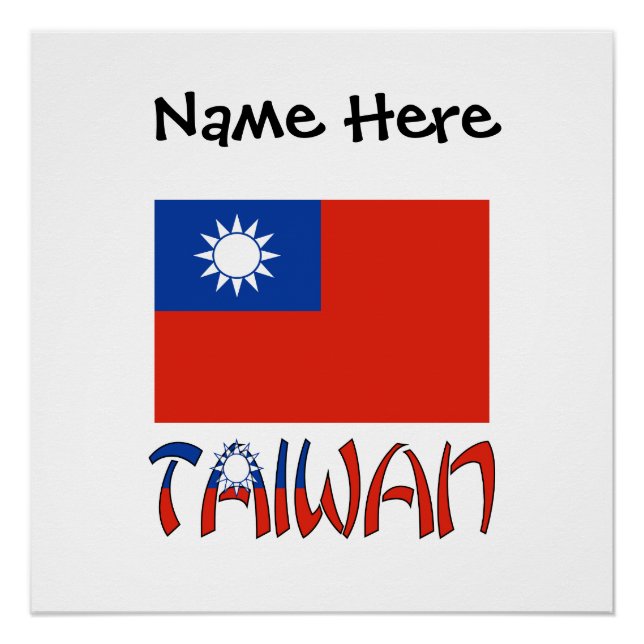 Póster Formosa Personalização Negra de Bandeira de Taiwan (Frente)