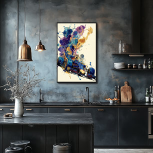 Poster Fórmula de Tinta Fluida Carro – Abstrato Azul e Do