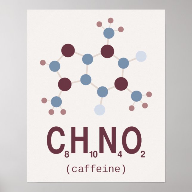 Poster Fórmula Química da Caffeine (Frente)