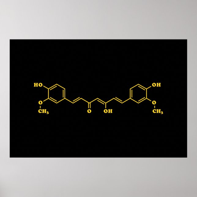 Poster Fórmula química molecular da curcumina turmérica (Frente)