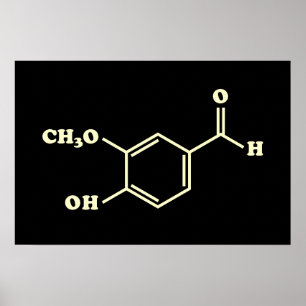 Poster Fórmula Química Molecular Vanilla Vanillin