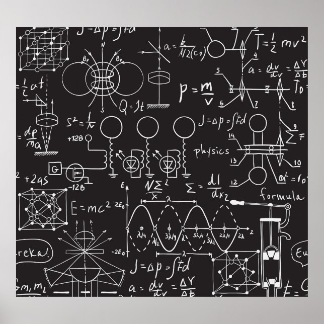 Poster Fórmulas Científicas: Padrão de Cálculos do Quadro (Frente)