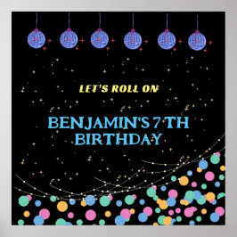 Poster Fornecimento de festa de aniversário do Glow & rol