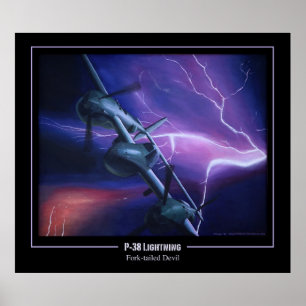 Poster Forquilha-Atado relâmpago do diabo P-38