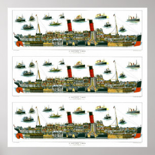 Póster Forro de oceano britânico RMS da litografia do