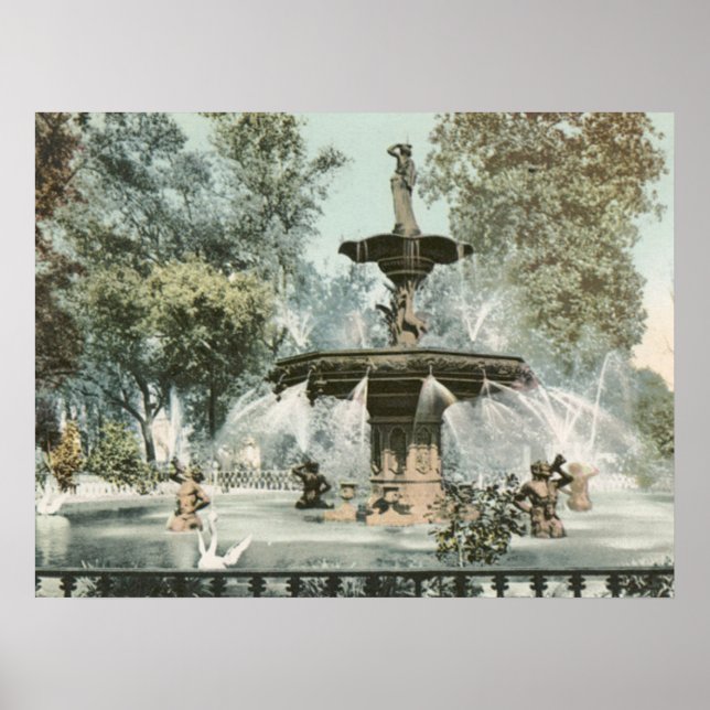 Poster Forsyth Fountain Savannah GA (Frente)