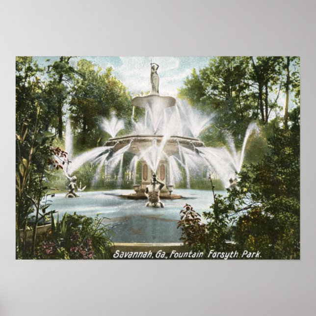 Póster Forsyth Park, Savannah 1906 Vintage (Frente)