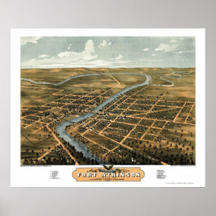 Póster Fort Atkinson, Mapa Panorâmico da I WI - 1870