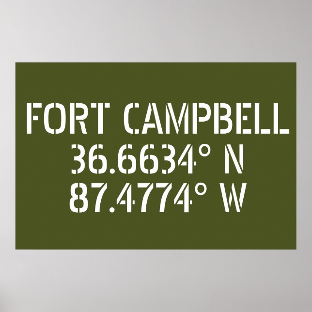 Poster Fort Campbell Latitude Longitude  (Frente)