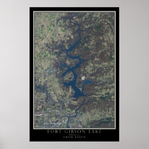 Póster Fort Gibson Lake Oklahoma Do Mapa do Satélite Espa
