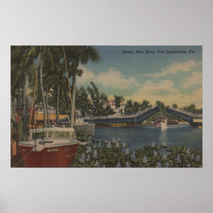 Póster Fort Lauderdale, FL - opinião nova & Drawbridge d
