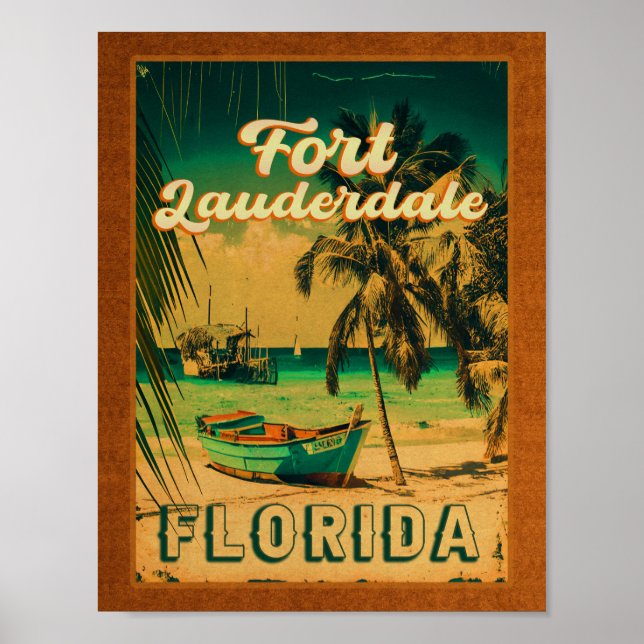 Poster Fort Lauderdale Florida Beach Retro Tropical 60s (Frente)
