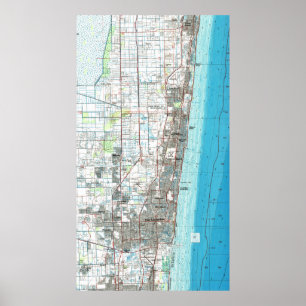 Póster Fort Lauderdale Florida Map (1985)