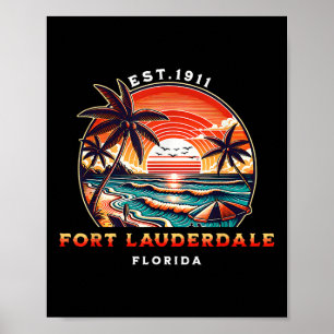 Poster Fort Lauderdale Flórida Praia Vintage 