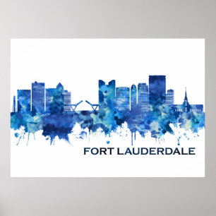 Poster Fort Lauderdale Florida Skyline Blue