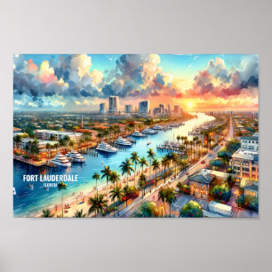 Poster Fort Lauderdale Florida Viagem Places aqucolor