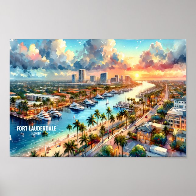 Poster Fort Lauderdale Florida Viagem Places aqucolor (Frente)