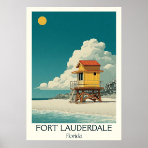 Poster Fort Lauderdale Florida Vintage Beach Viagem Art