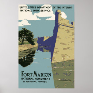 Poster Fort Marion National Monument Rua Augustine Flóri