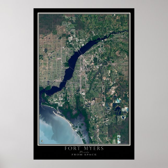 Póster Fort Myers Florida Do Space Satellite Map (Frente)