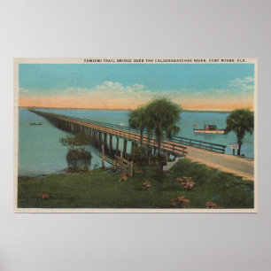 Póster Fort Myers, Florida - vista da fuga Bridg de