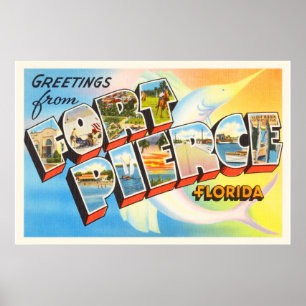 Poster Fort Pierce Florida FL Old Vintage Travel Souvenir