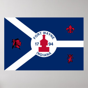 Poster Fort Wayne, Indiana, bandeira dos Estados Unidos