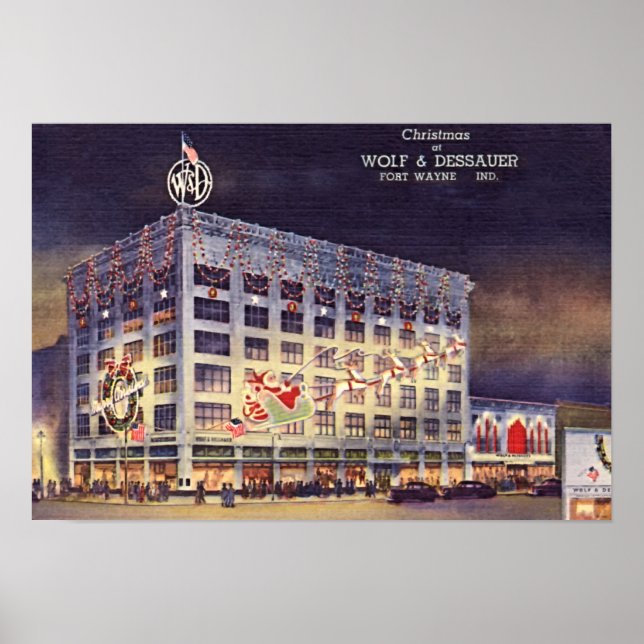 Poster Fort Wayne Indiana Department Store no Natal (Frente)