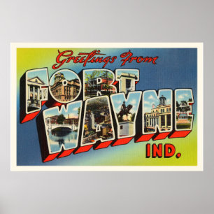 Poster Fort Wayne Indiana na lembrança velha das viagens