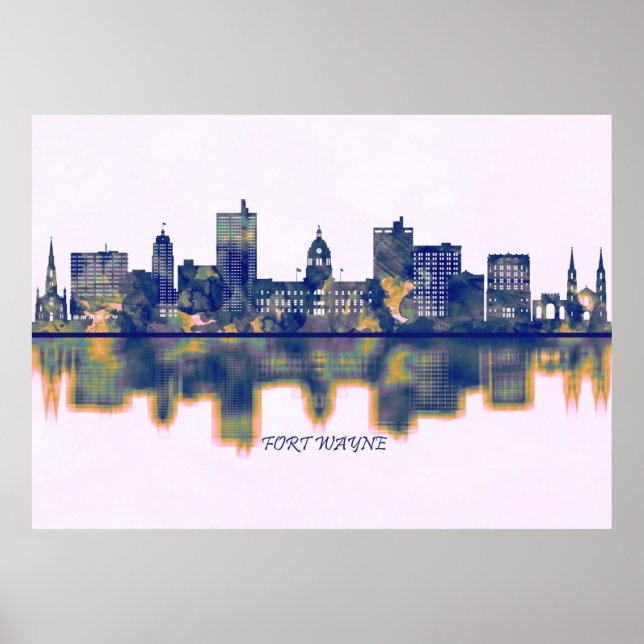 Poster Fort Wayne Skyline (Frente)