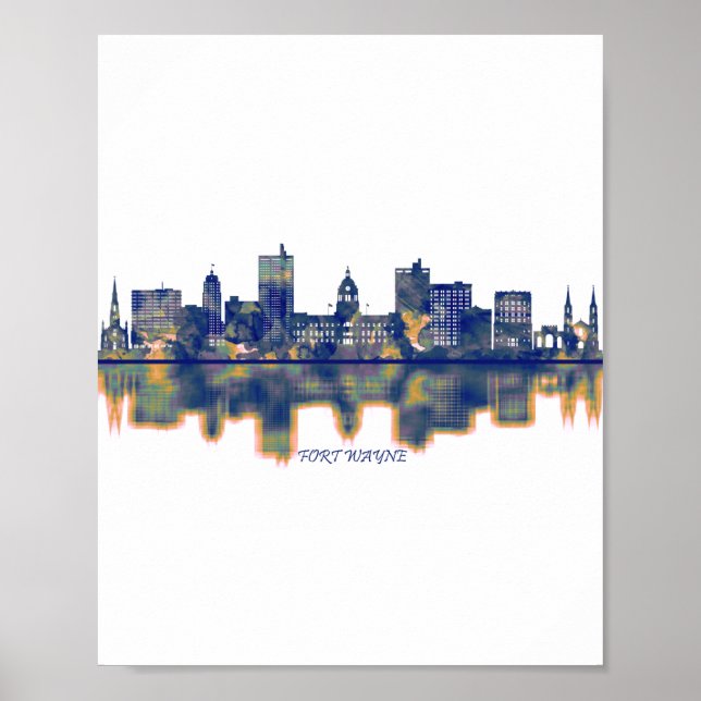 Poster Fort Wayne Skyline (Frente)