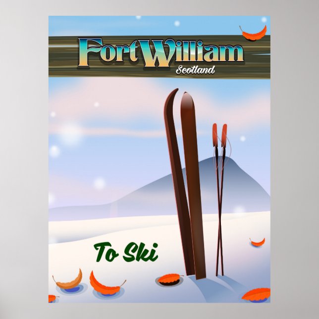 Poster Fort William Scotland ski. (Frente)