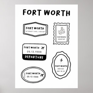 Poster Fort Worth - Coleção de Carimbo de Viagem   Minima