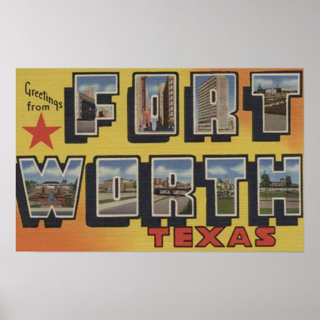 Póster Fort Worth, Texas - Cenas com Letras Grandes (Frente)