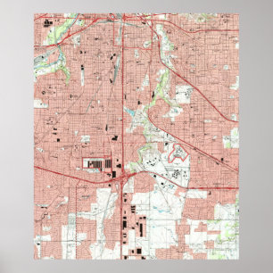 Poster Fort Worth Texas Mapa (1995)