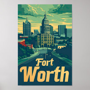 Poster Fort Worth Texas USA Famous Viagem Place