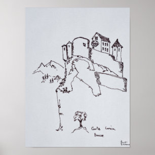 Póster Fortaleza Hilltop de Corte   Córsega, França