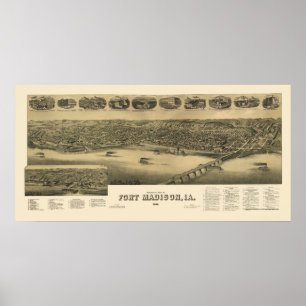 Poster Forte Madison, mapa panorâmico de IA - 1888