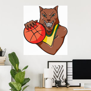Poster Forte Mascote de Basquete Wildcat