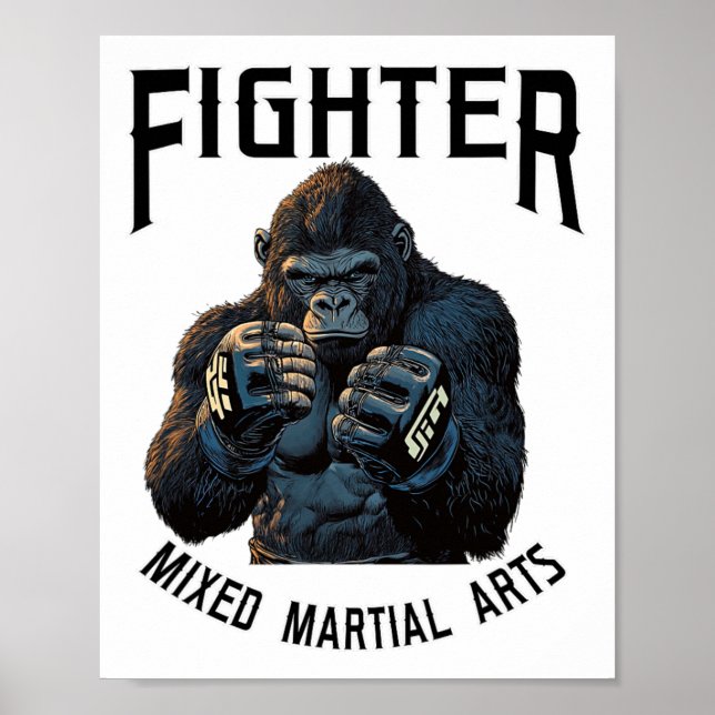 Poster Forte Mma Gorilla - Combate A Boxas E Gaiolas (Frente)